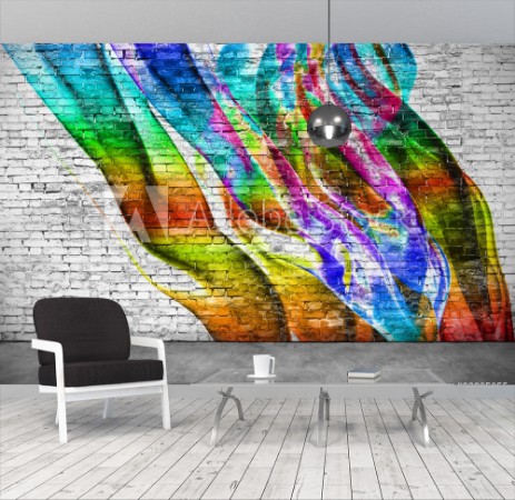 Image de Abstract colorful graffiti on brick wall